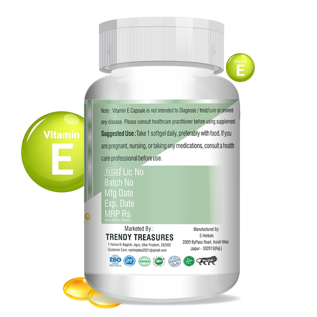 NutrinoPlus Vitamin E Softgel Capsules | Treats Dark Circles, Support Nails Health, Helps in Hair Growth, Good for the Skin