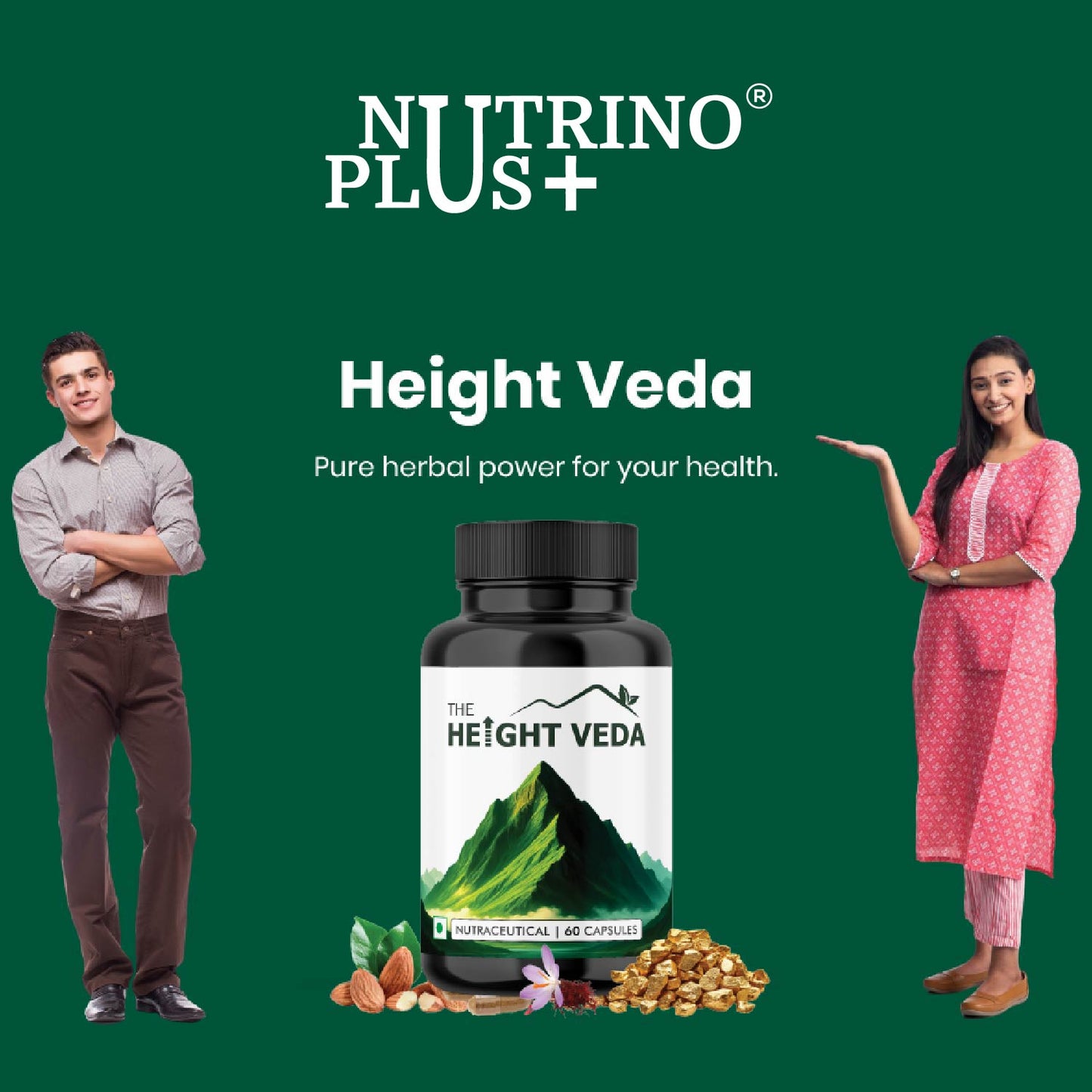 NutrinoPlus Height Veda Combo (Powder + Capsules) | Ayurvedic Height Growth Formula