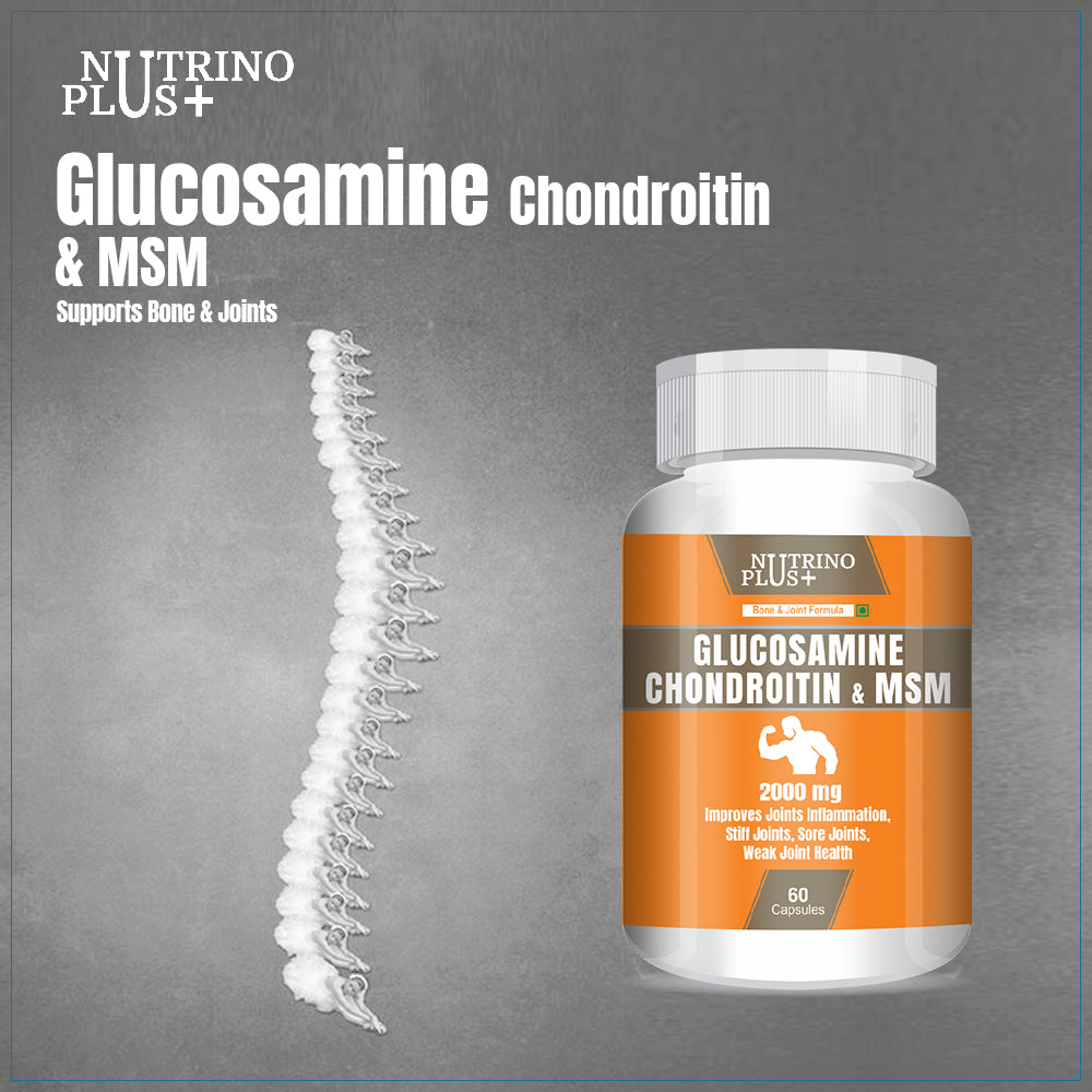 NutrinoPlus Glucosamine Chondroitin & MSM | Joint Support Supplement for Men & Women | Relieves Pain, Stiffness & Promotes Bone & Cartilage Health