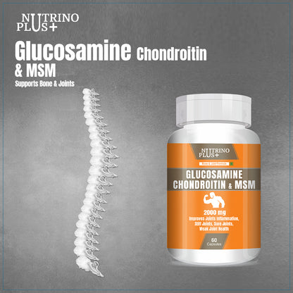 NutrinoPlus Glucosamine Chondroitin & MSM | Joint Support Supplement for Men & Women | Relieves Pain, Stiffness & Promotes Bone & Cartilage Health