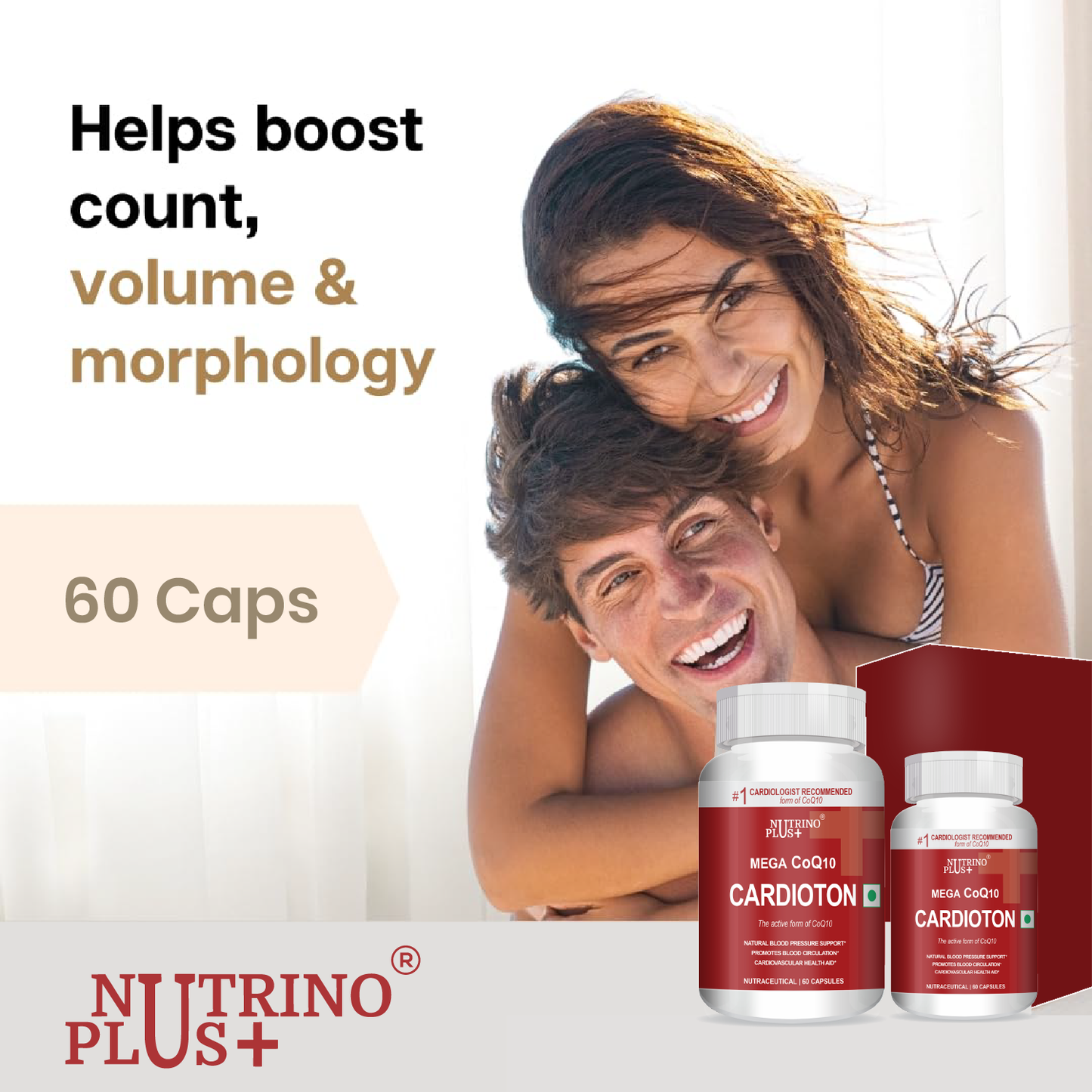 NutrinoPlus Cardioton CoQ10 Heart Health with Arjuna Extract & Moringa | BP Control Herbal Capsules