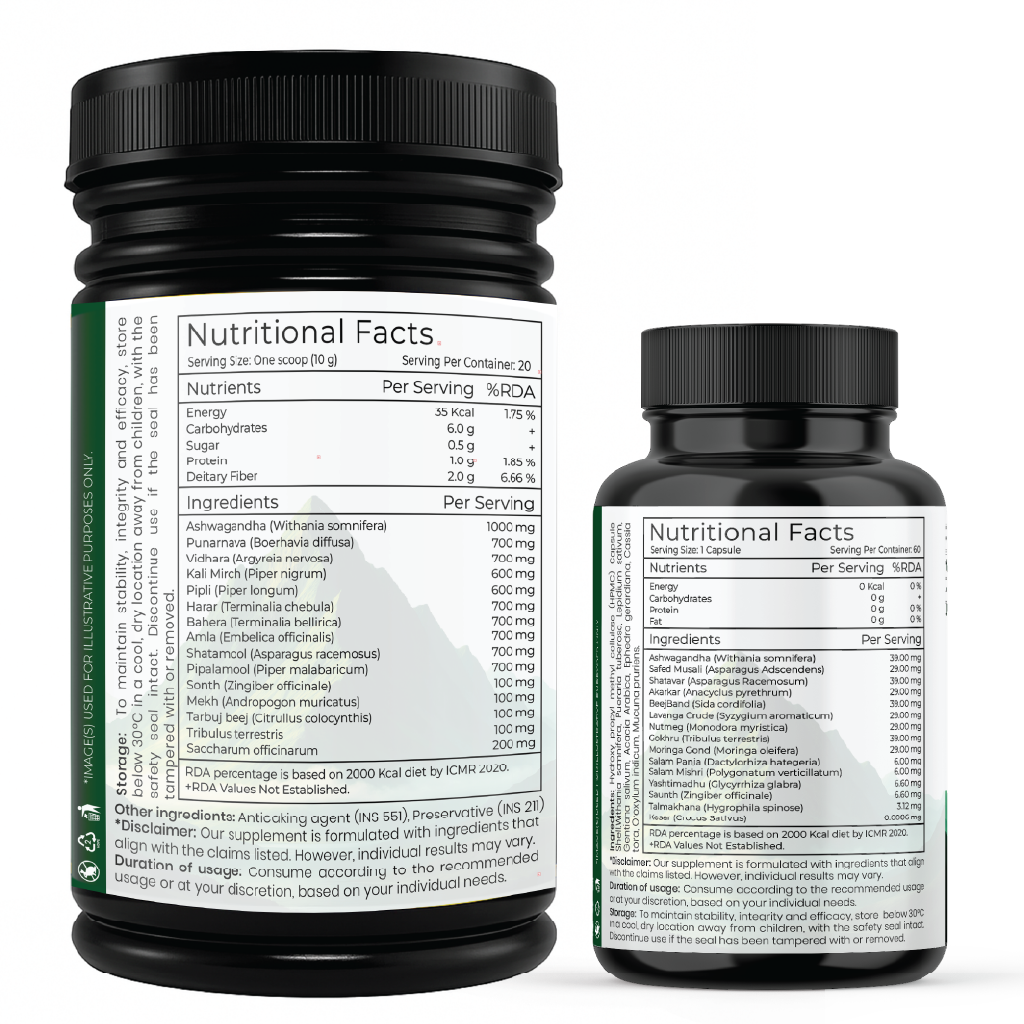 NutrinoPlus Height Veda Combo (Powder + Capsules) | Ayurvedic Height Growth Formula