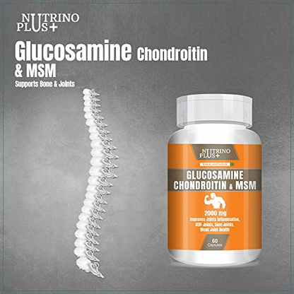 NutrinoPlus Glucosamine Chondroitin & MSM | Joint Support Supplement for Men & Women | Relieves Pain, Stiffness & Promotes Bone & Cartilage Health