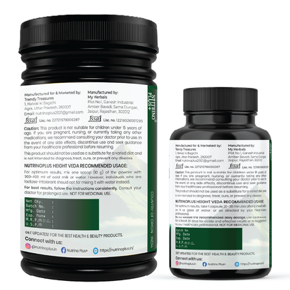 NutrinoPlus Height Veda Combo (Powder + Capsules) | Ayurvedic Height Growth Formula