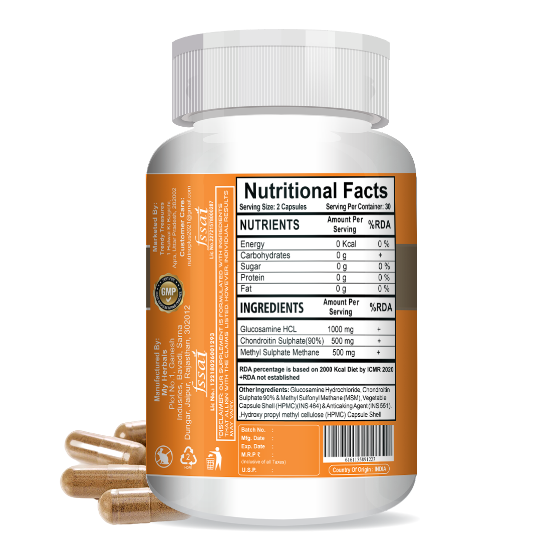 NutrinoPlus Glucosamine Chondroitin & MSM | Joint Support Supplement for Men & Women | Relieves Pain, Stiffness & Promotes Bone & Cartilage Health