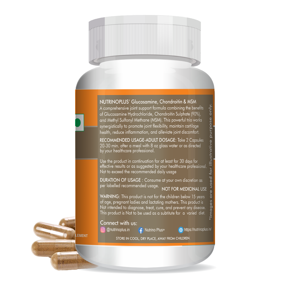 NutrinoPlus Glucosamine Chondroitin & MSM | Joint Support Supplement for Men & Women | Relieves Pain, Stiffness & Promotes Bone & Cartilage Health