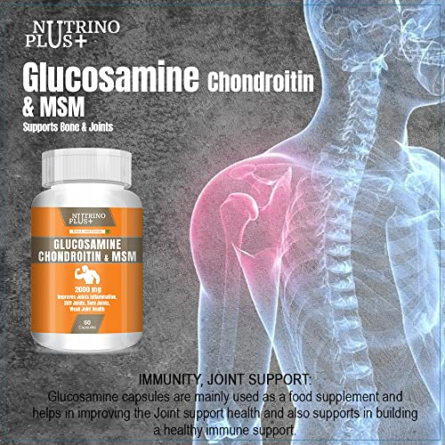 NutrinoPlus Glucosamine Chondroitin & MSM | Joint Support Supplement for Men & Women | Relieves Pain, Stiffness & Promotes Bone & Cartilage Health