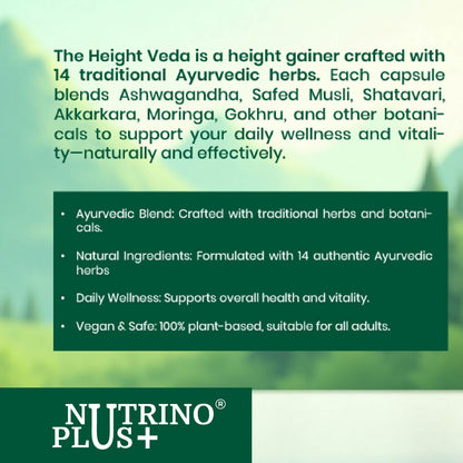 NutrinoPlus Height Veda Combo (Powder + Capsules) | Ayurvedic Height Growth Formula