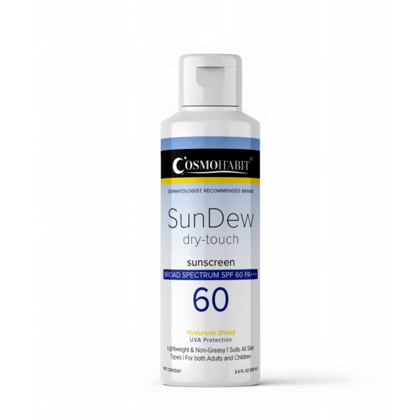 COSMOHABIT® Sundew Sunscreen SPF 60 PA+++ for Broad Protection Against UVA/UVB Rays, Preventing Premature Aging and Sunburn